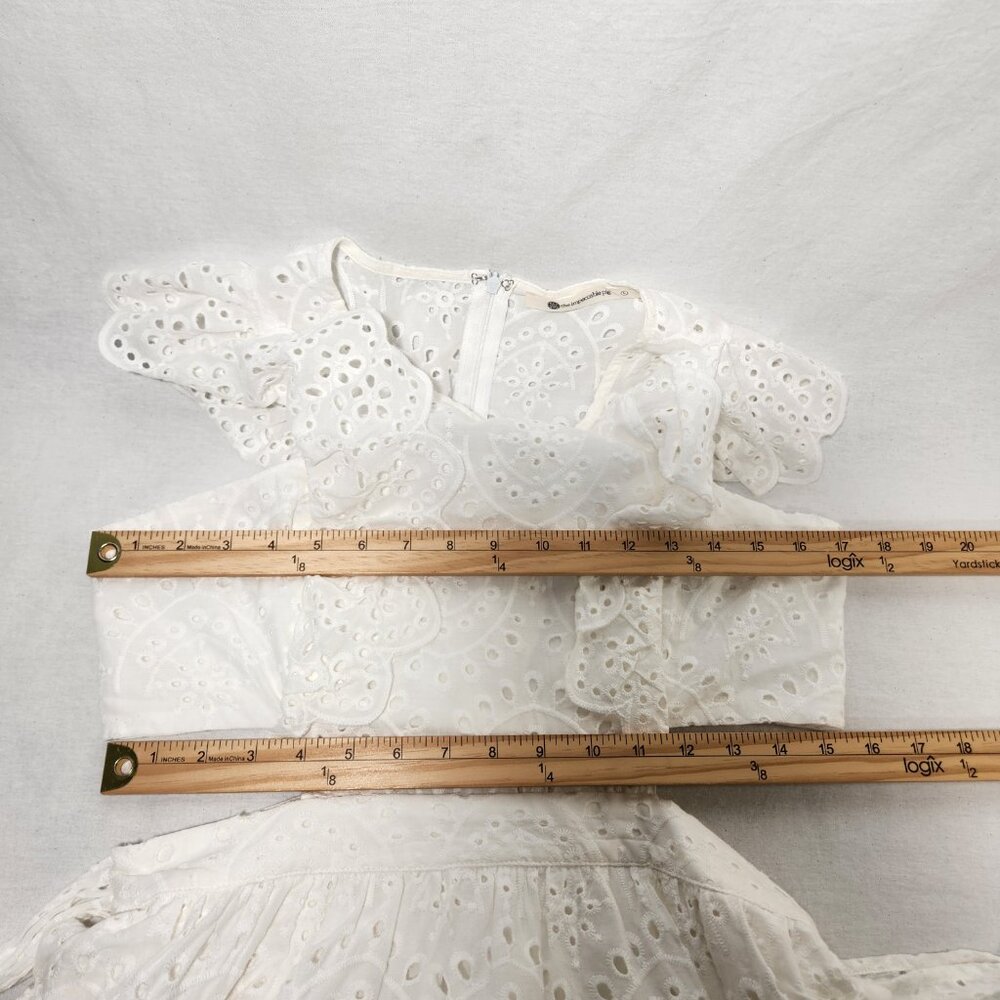 THE IMPECCABLE PIG Cut it Out Romantic White Eyelet Mini Dress Size L LIKE NEW! - Picture 12 of 16